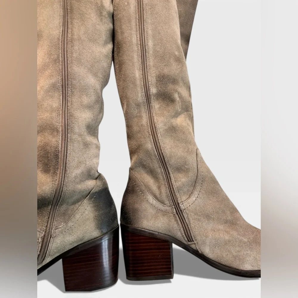 Oiled Suede Leather Knee High Sable Gray Kelsi Dagger women’s Boots NWOT